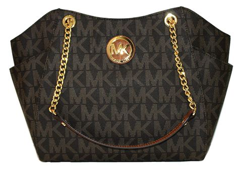 michael kors jet set chain signature shoulder tote brown|Michael Kors carryall.